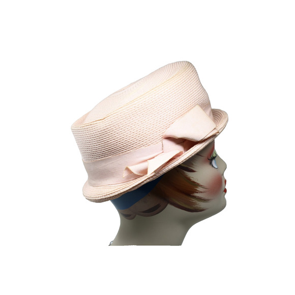 Vintage Union Tag Pink Pill Box Hat Narrow Brim for Costume or Upcycle - Hey Viv - Picture 3 of 7